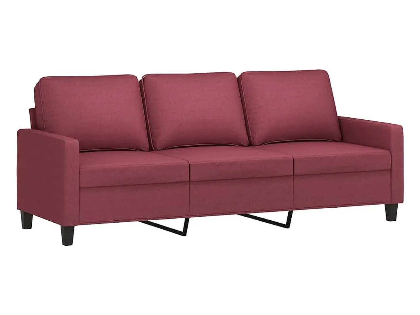Sofá de 3 plazas de tela rojo tinto 180 cm