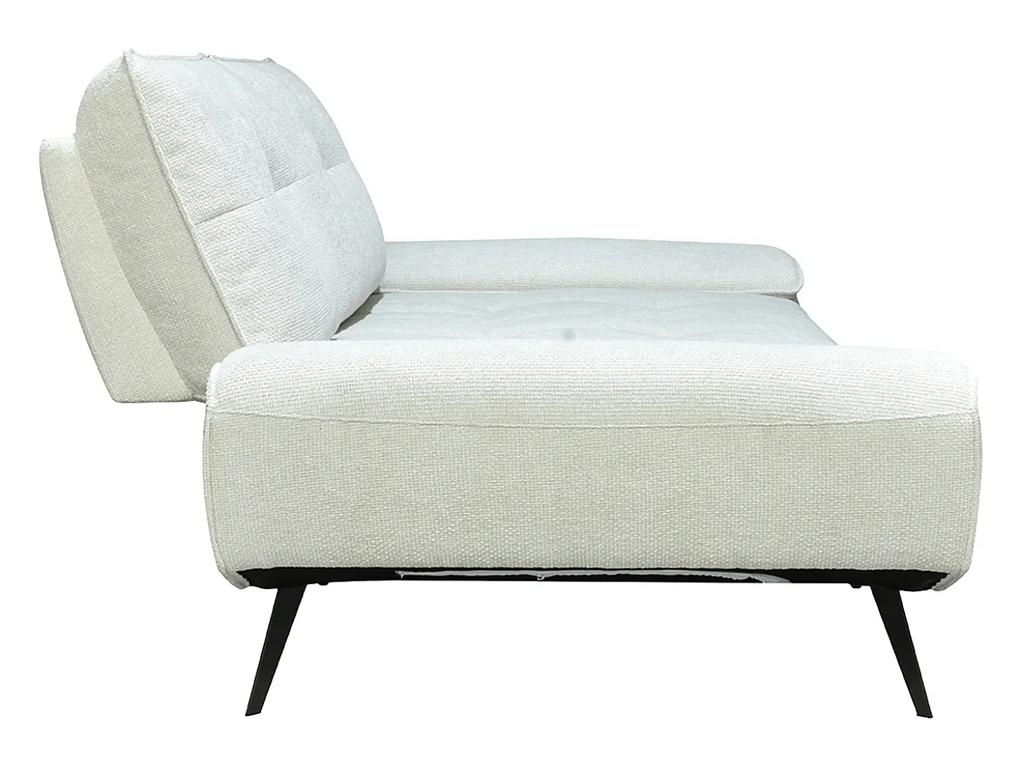 Sofá de 3 plazas de tela texturizada blanco marfil con respaldo avanzable-reclinable KELOPA