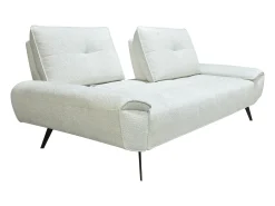 Sofá de 3 plazas de tela texturizada blanco marfil con respaldo avanzable-reclinable KELOPA