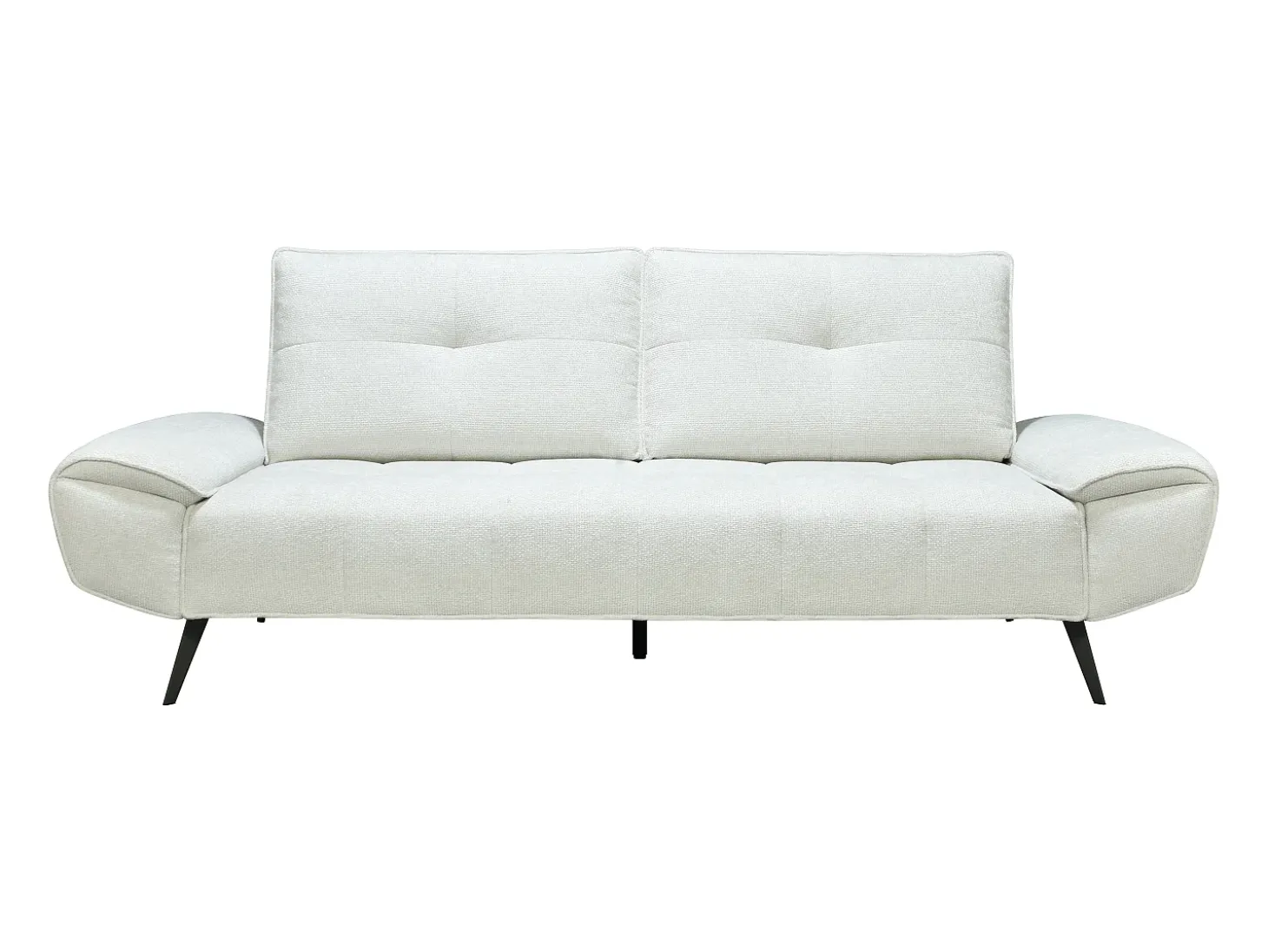Sofá de 3 plazas de tela texturizada blanco marfil con respaldo avanzable-reclinable KELOPA