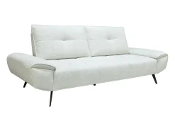 Sofá de 3 plazas de tela texturizada blanco marfil con respaldo avanzable-reclinable KELOPA