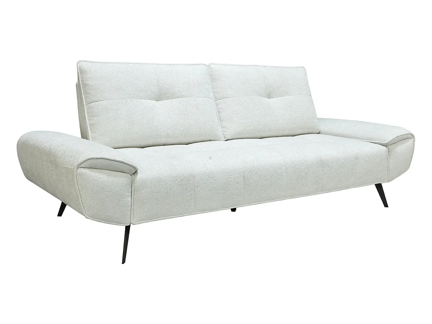 Sofá de 3 plazas de tela texturizada blanco marfil con respaldo avanzable-reclinable KELOPA