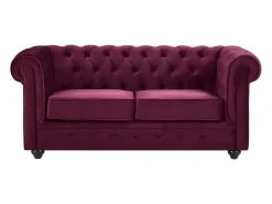 Sofá de 2 plazas de terciopelo color morado CHESTERFIELD