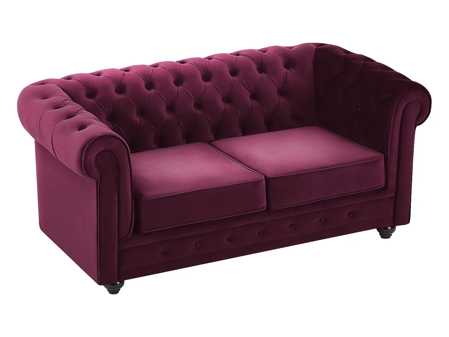 Sofá de 2 plazas de terciopelo color morado CHESTERFIELD