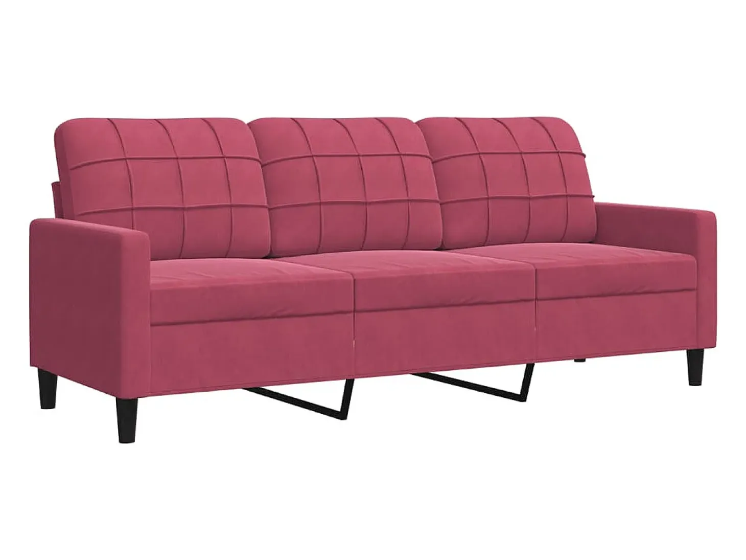 Sofá de 3 plazas de terciopelo rojo tinto 180 cm