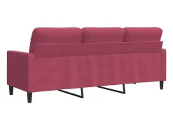 Sofá de 3 plazas de terciopelo rojo tinto 180 cm
