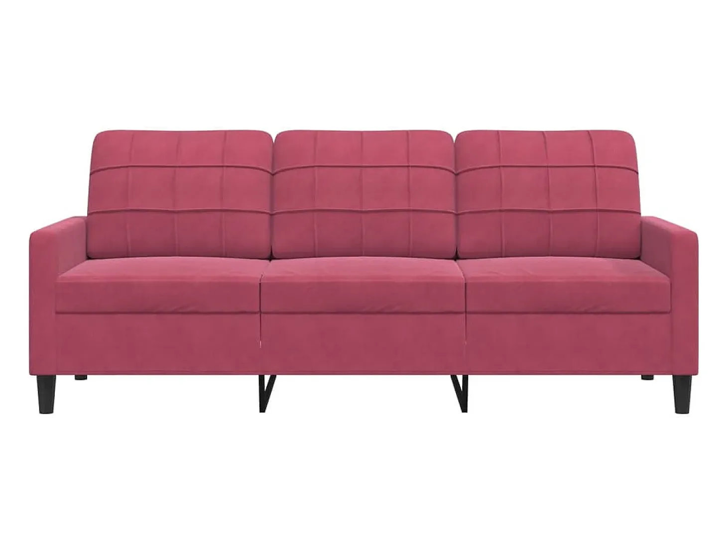 Sofá de 3 plazas de terciopelo rojo tinto 180 cm