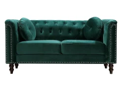 Sofá de 2 plazas de terciopelo verde esmeralda estilo charme francés TURNER