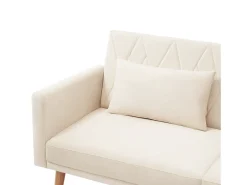 Sofá de 2 plazas de terciopelo beige, con respaldo y reposabrazos ajustables, de diseño moderno, para salón o dormitorio