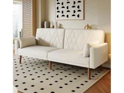 Sofá de 2 plazas de terciopelo beige, con respaldo y reposabrazos ajustables, de diseño moderno, para salón o dormitorio