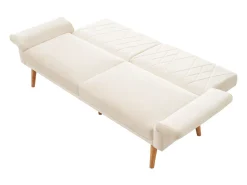 Sofá de 2 plazas de terciopelo beige, con respaldo y reposabrazos ajustables, de diseño moderno, para salón o dormitorio
