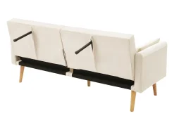 Sofá de 2 plazas de terciopelo beige, con respaldo y reposabrazos ajustables, de diseño moderno, para salón o dormitorio