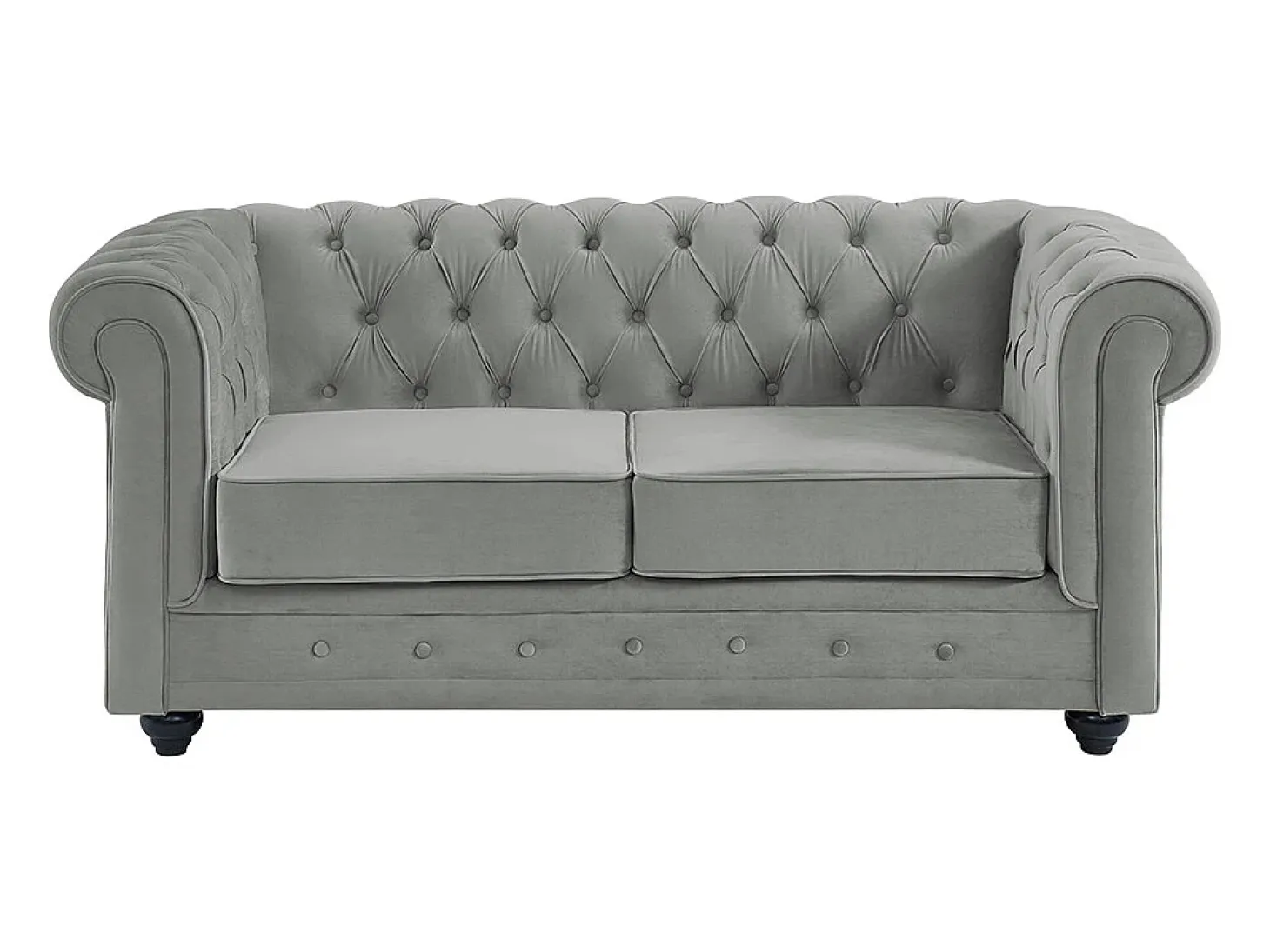 Sofá de 2 plazas de terciopelo gris claro CHESTERFIELD