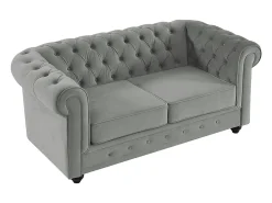 Sofá de 2 plazas de terciopelo gris claro CHESTERFIELD