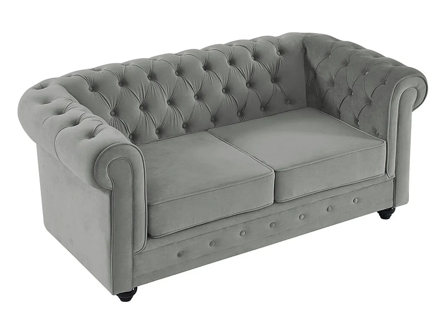 Sofá de 2 plazas de terciopelo gris claro CHESTERFIELD