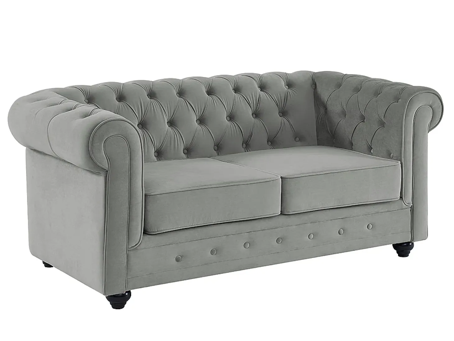 Sofá de 2 plazas de terciopelo gris claro CHESTERFIELD
