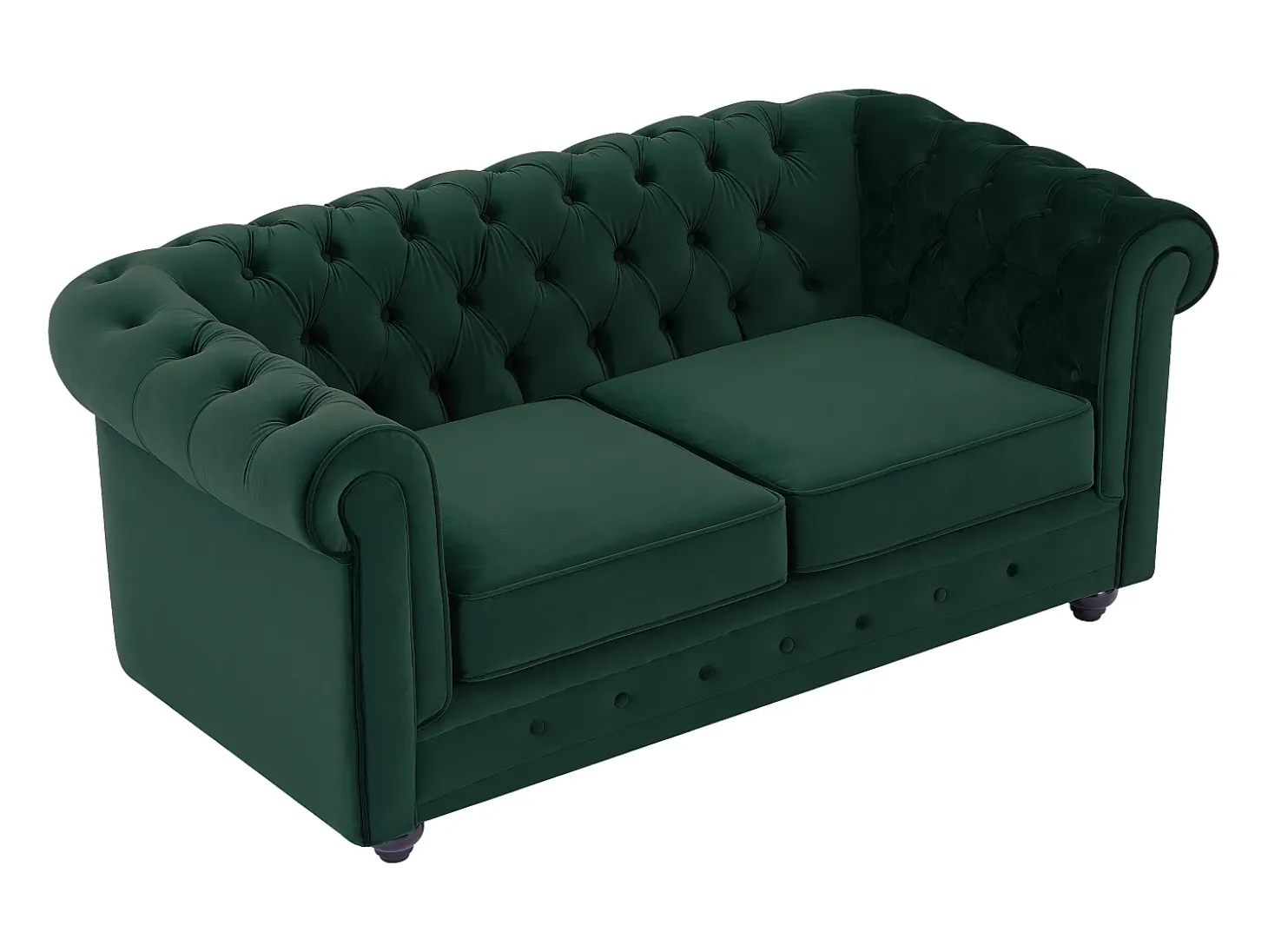 Sofá de 2 plazas de terciopelo verde CHESTERFIELD