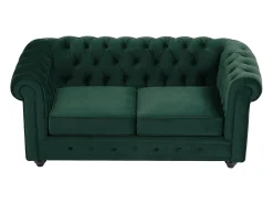 Sofá de 2 plazas de terciopelo verde CHESTERFIELD