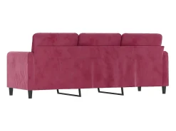 Sofá de 3 plazas de terciopelo rojo tinto 180 cm