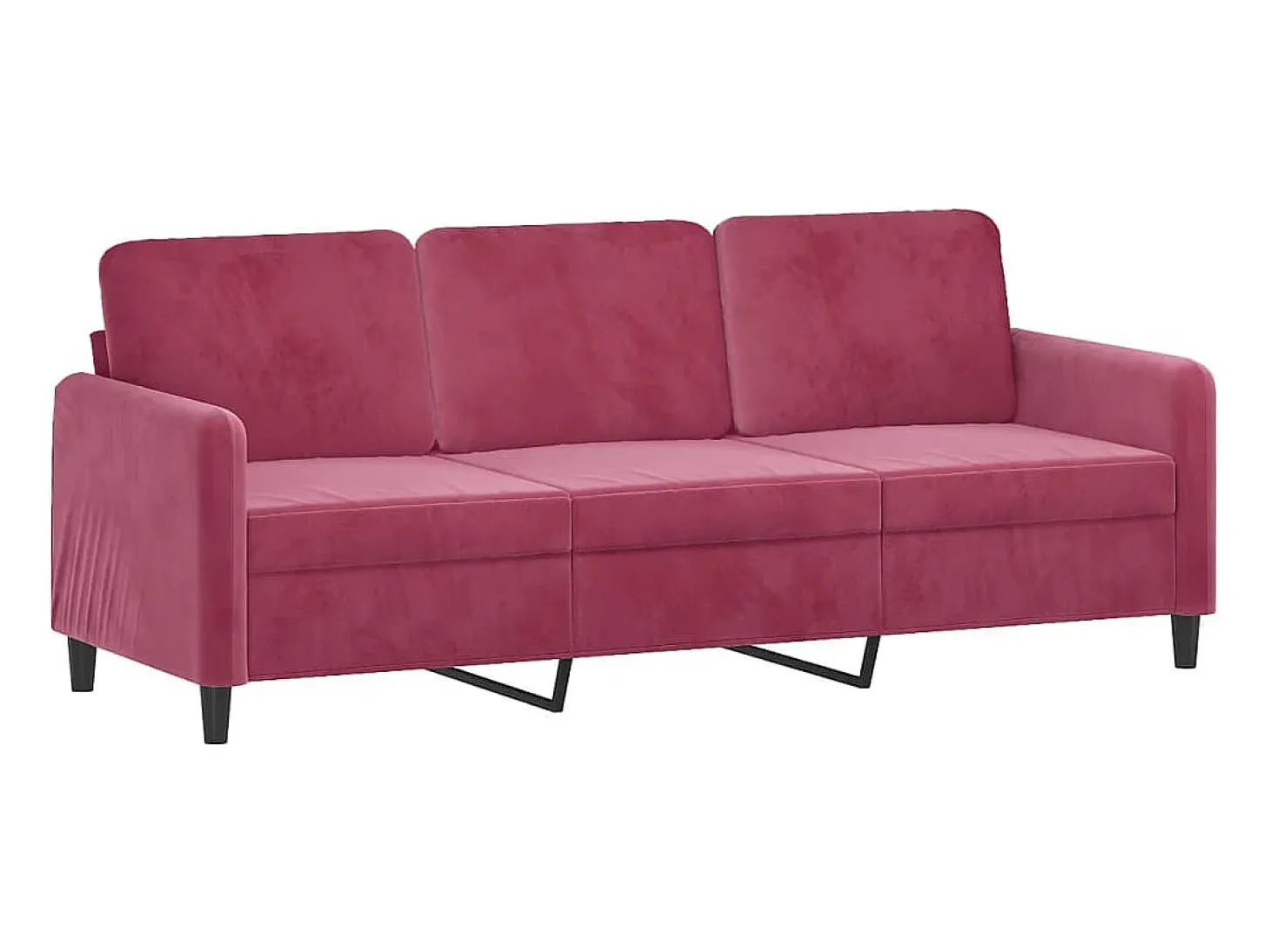 Sofá de 3 plazas de terciopelo rojo tinto 180 cm