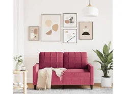 Sofá de 2 plazas de terciopelo rojo tinto 120 cm