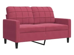 Sofá de 2 plazas de terciopelo rojo tinto 120 cm