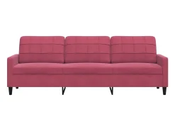Sofá de 3 plazas de terciopelo rojo tinto 210 cm