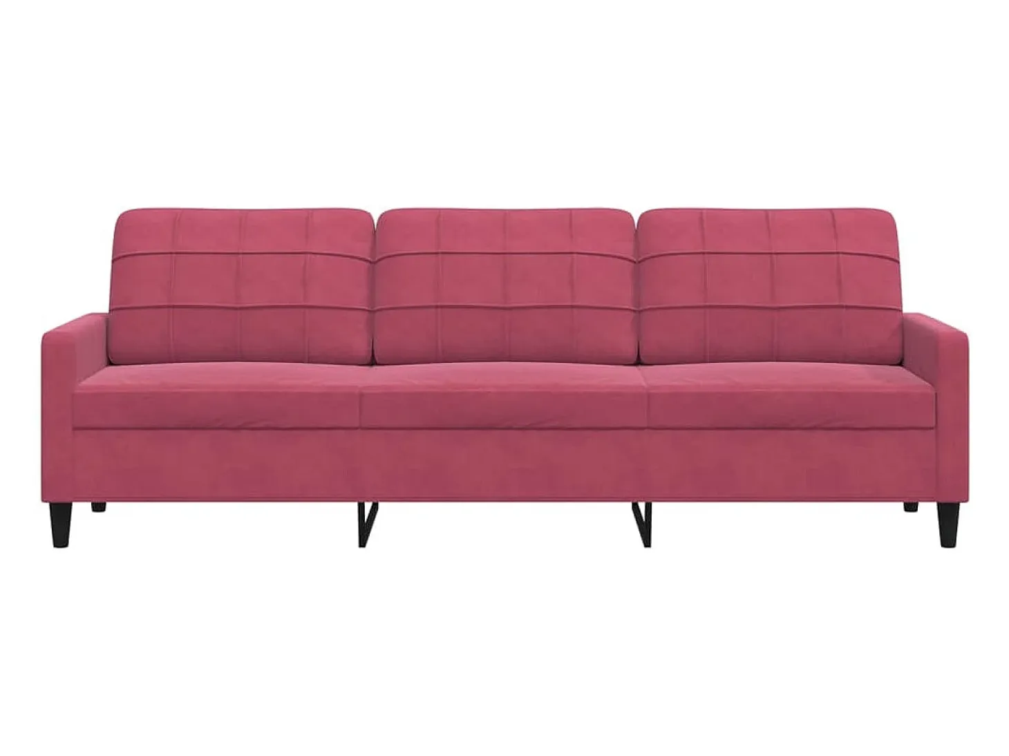 Sofá de 3 plazas de terciopelo rojo tinto 210 cm