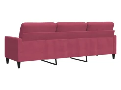 Sofá de 3 plazas de terciopelo rojo tinto 210 cm