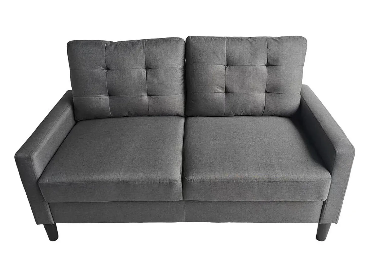 Sofá de 2 plazas de 86x140x76 cm con cojines desenfundables en color gris oscuro Dubi