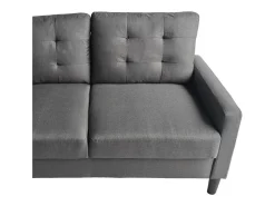 Sofá de 2 plazas de 86x140x76 cm con cojines desenfundables en color gris oscuro Dubi