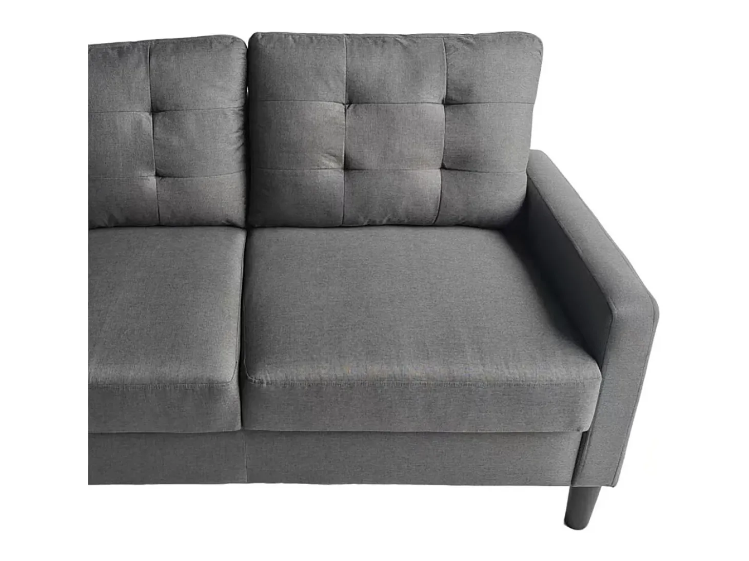 Sofá de 2 plazas de 86x140x76 cm con cojines desenfundables en color gris oscuro Dubi