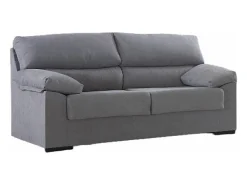Sofá de 3 plazas de 180x97x85 cm de tela de microfibra antimanchas en gris claro Denver