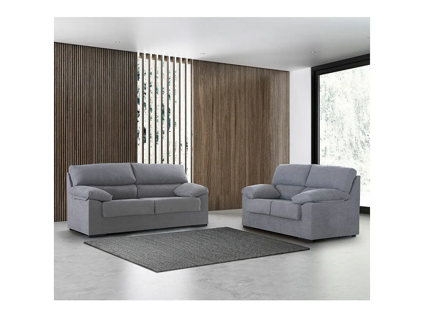 Sofá de 3 plazas de 180x97x85 cm de tela de microfibra antimanchas en gris claro Denver
