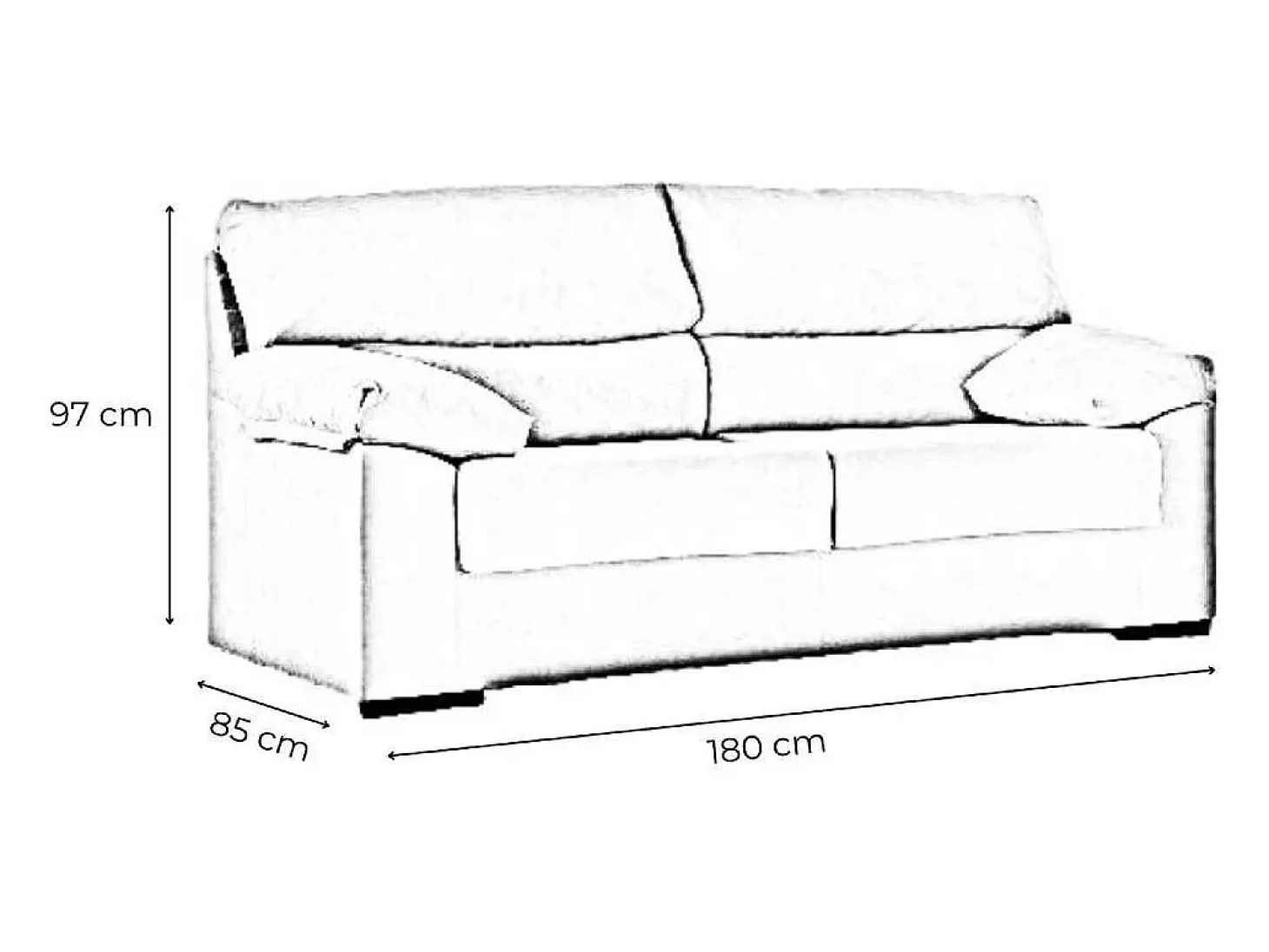 Sofá de 3 plazas de 180x97x85 cm de tela de microfibra antimanchas en gris claro Denver