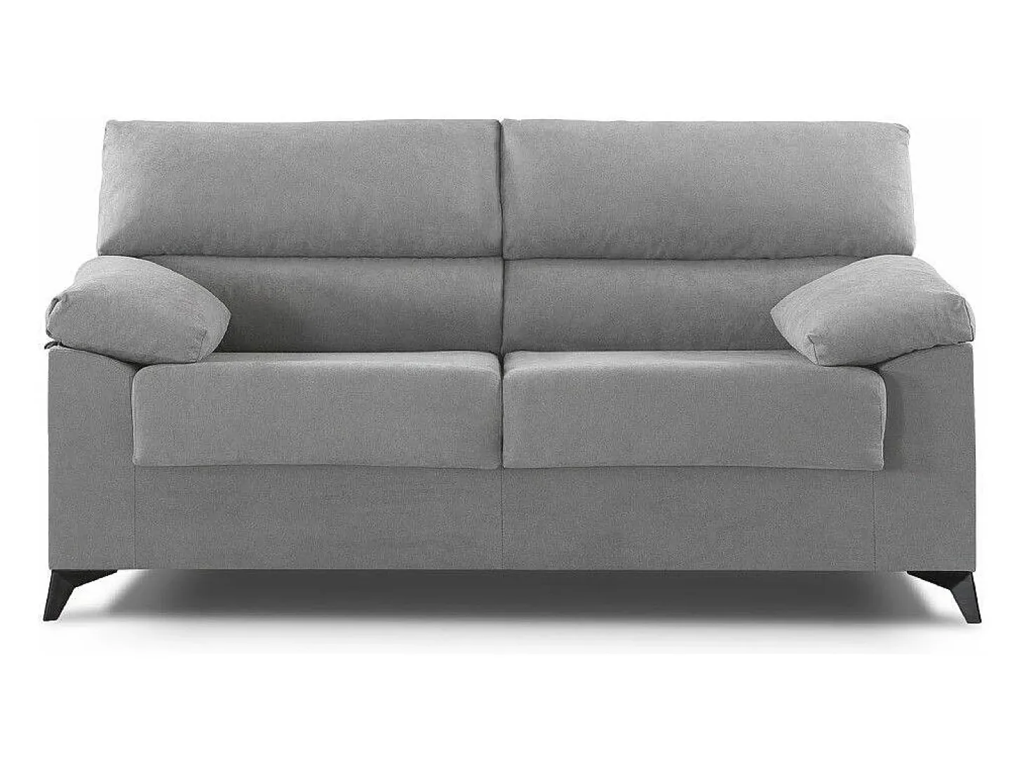 Sofá de 3 plazas de 180x110x85 cm de tela de microfibra en gris y patas negras Hilton