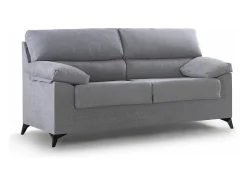 Sofá de 3 plazas de 180x110x85 cm de tela de microfibra en gris y patas negras Hilton