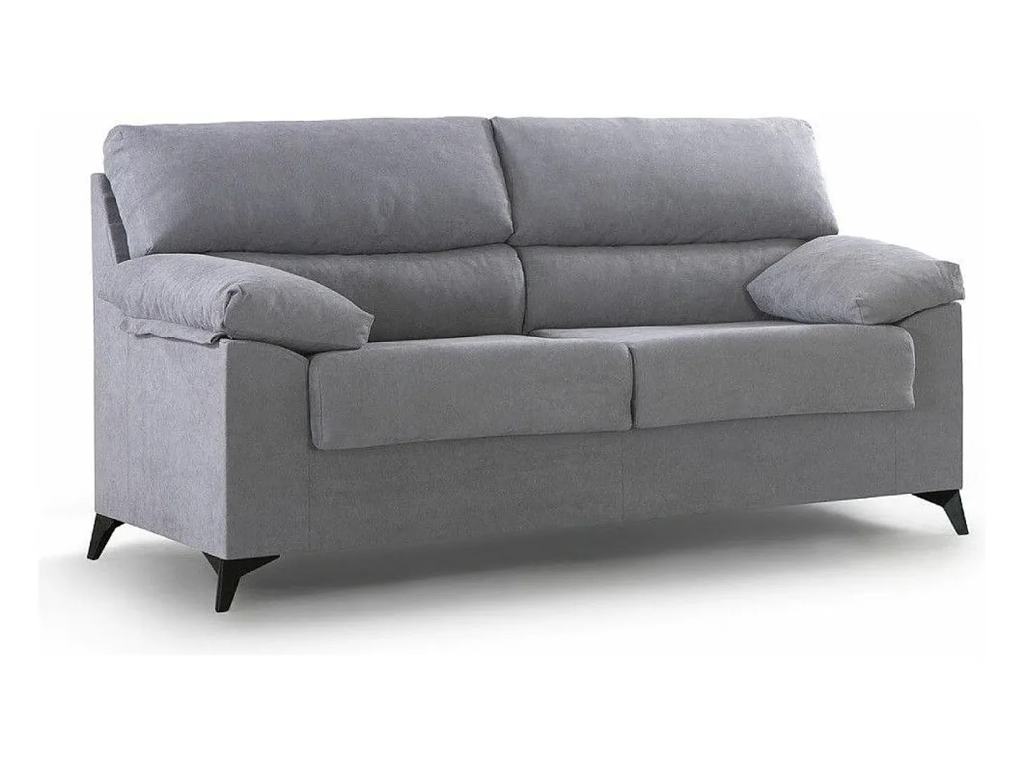 Sofá de 3 plazas de 180x110x85 cm de tela de microfibra en gris y patas negras Hilton