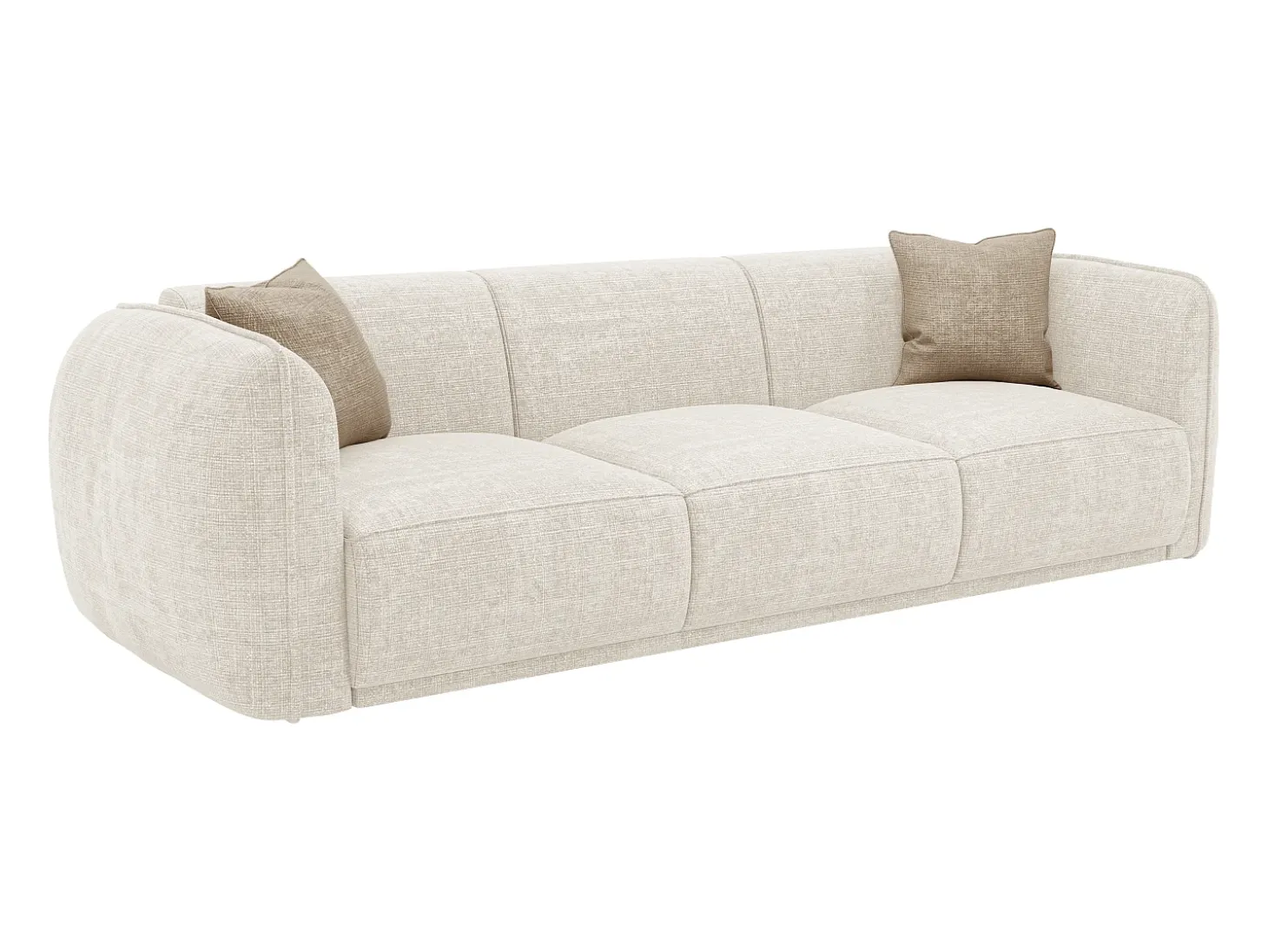 Sofá de 3 plazas en chenilla color beige JUNETI