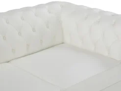 Sofá de 2 plazas en cuero de búfalo blanco CHESTERFIELD