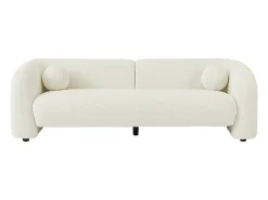 Sofá de 3 plazas en tela bouclé color blanco marfil OVOTAS