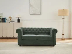 Sofá de 2 plazas en tela color verde CHESTERFIELD