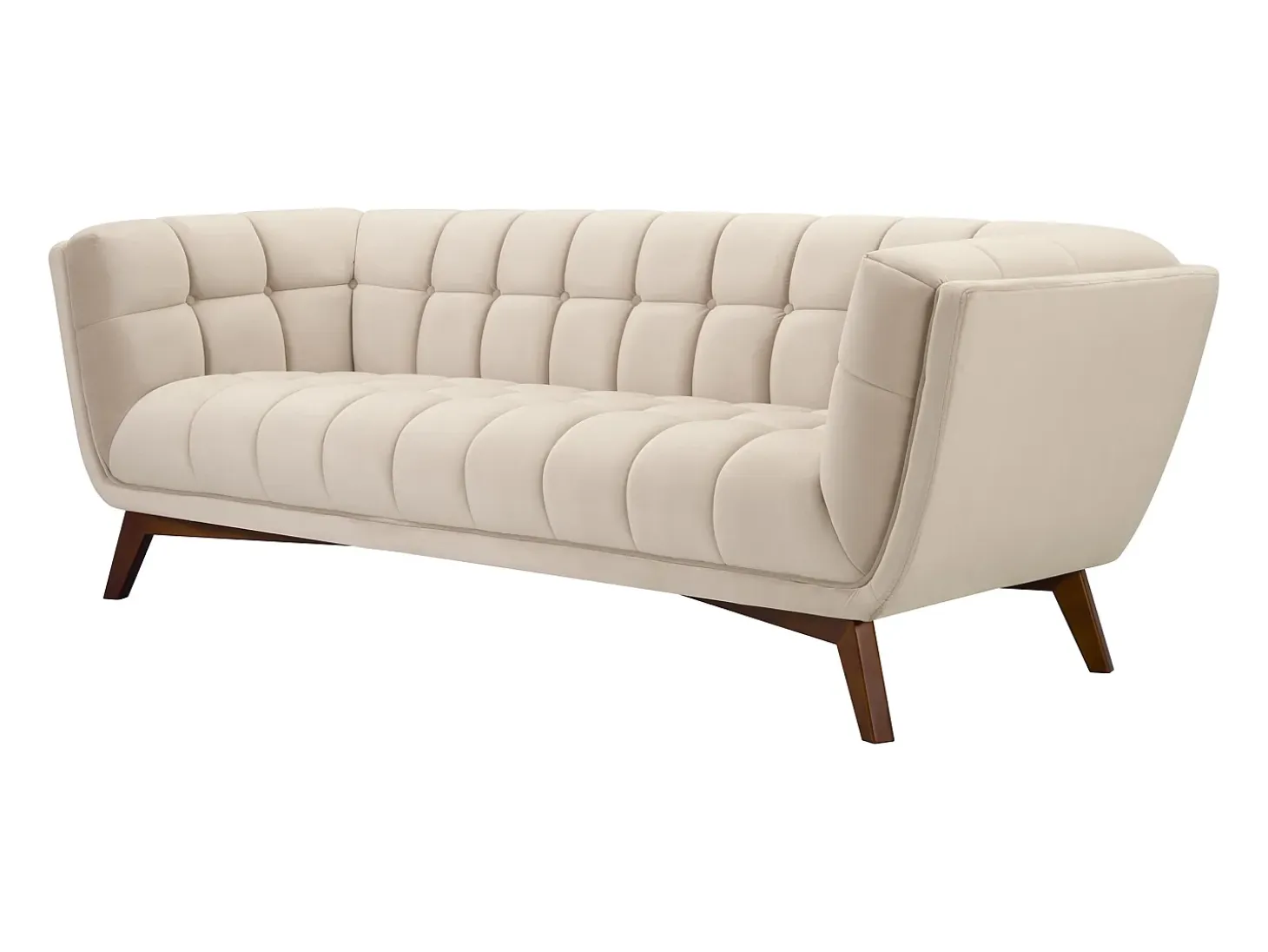 Sofá de 3 plazas en terciopelo beige - Mona