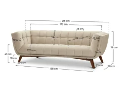 Sofá de 3 plazas en terciopelo beige - Mona