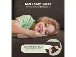 Sofá de 3 plazas en terciopelo de Teddy, gran comodidad de sofá derecho en madera maciza, envejecimiento con reposabrazos, 210 x 79 x 89 cm - marrón