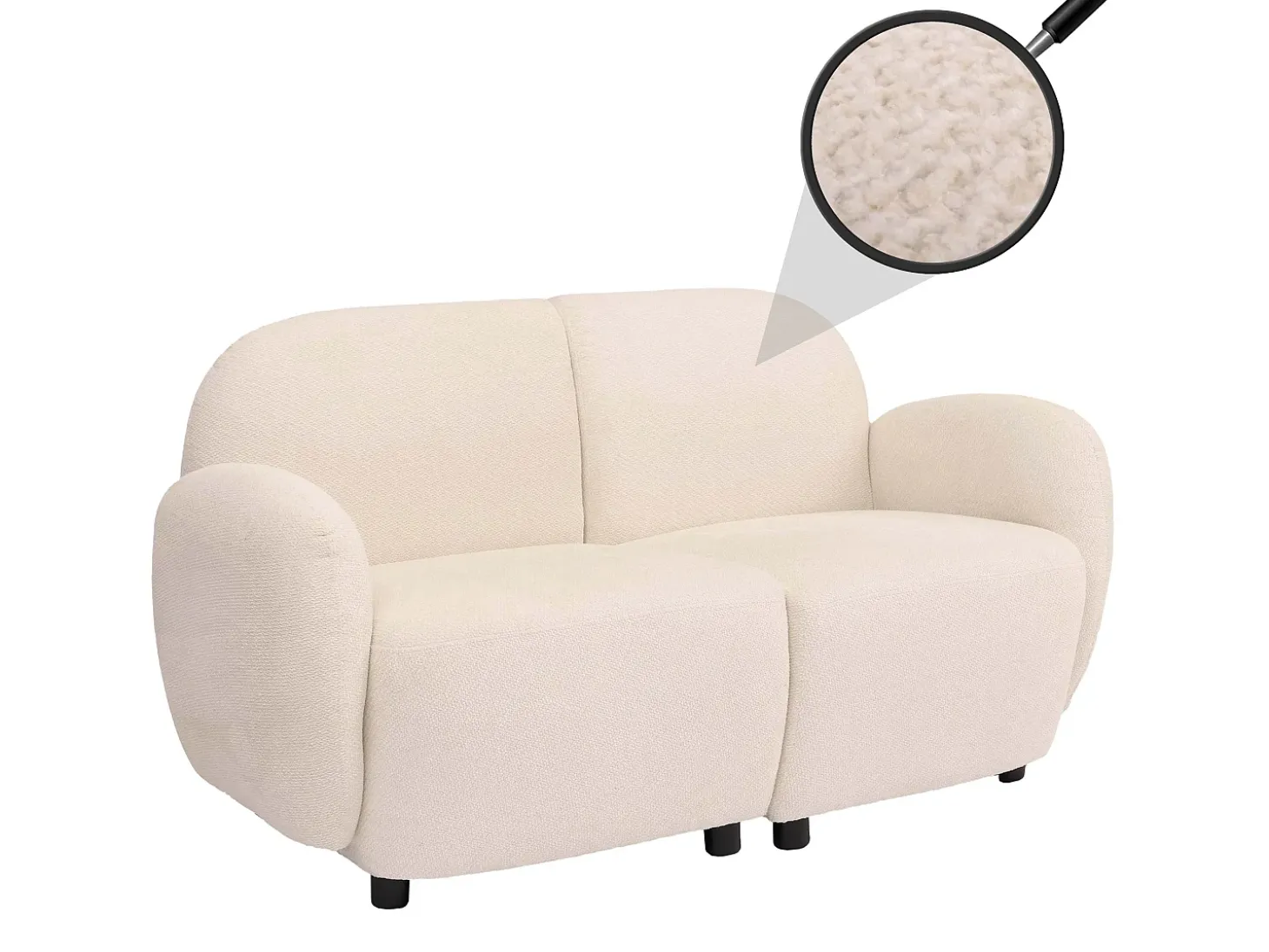 Sofá de 2 plazas MCW-P33, crema