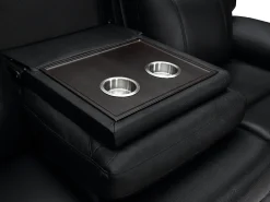 Sofá de 3 plazas relax eléctrico de piel negro con tableta bar KENNETH