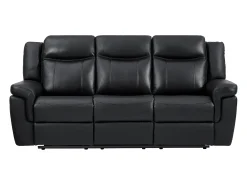 Sofá de 3 plazas relax eléctrico de piel negro con tableta bar KENNETH