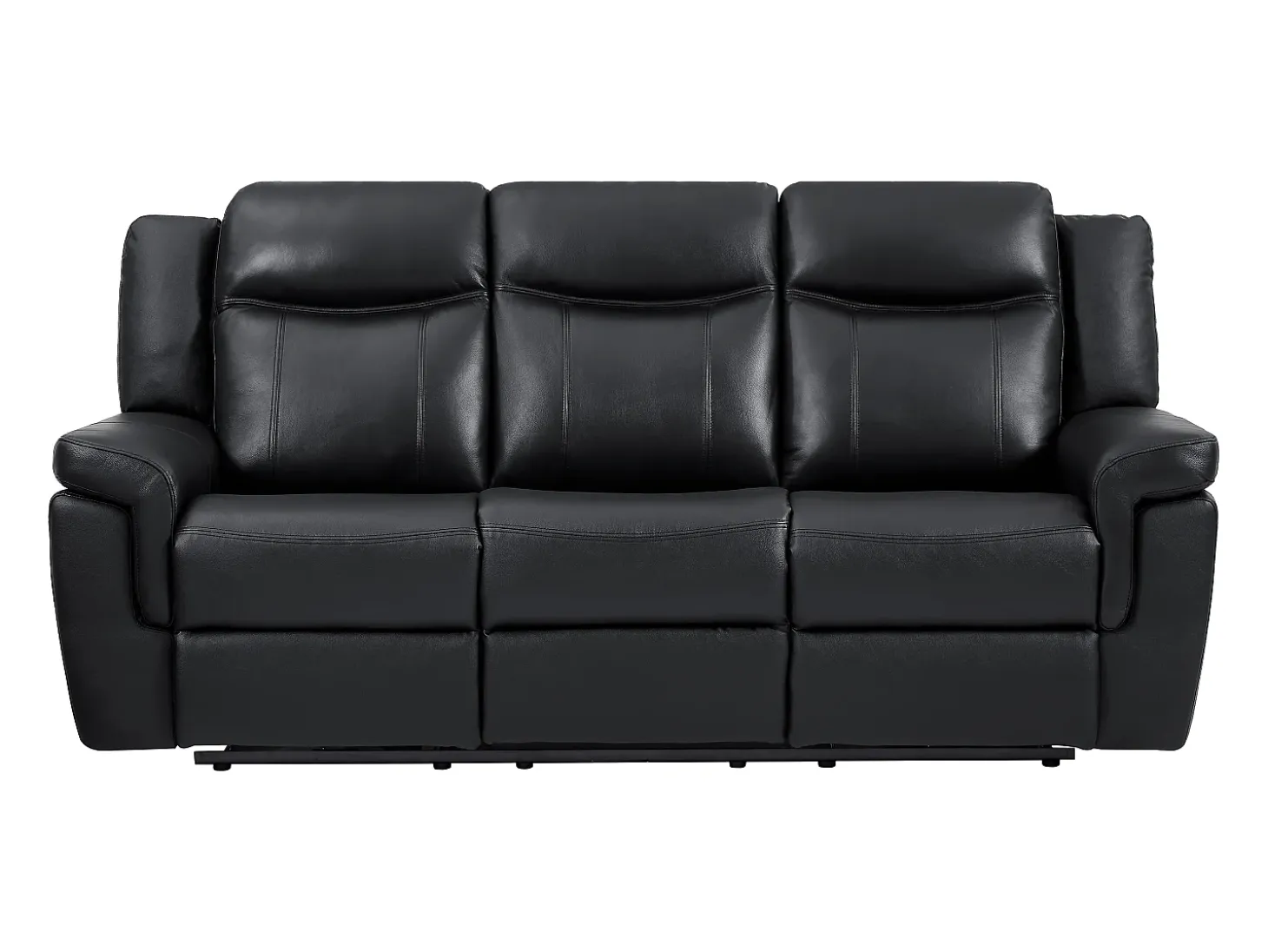 Sofá de 3 plazas relax eléctrico de piel negro con tableta bar KENNETH