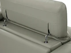 Sofá de 3 plazas relax eléctrico de piel de becerro gris claro con reposacabezas AZIDEE II